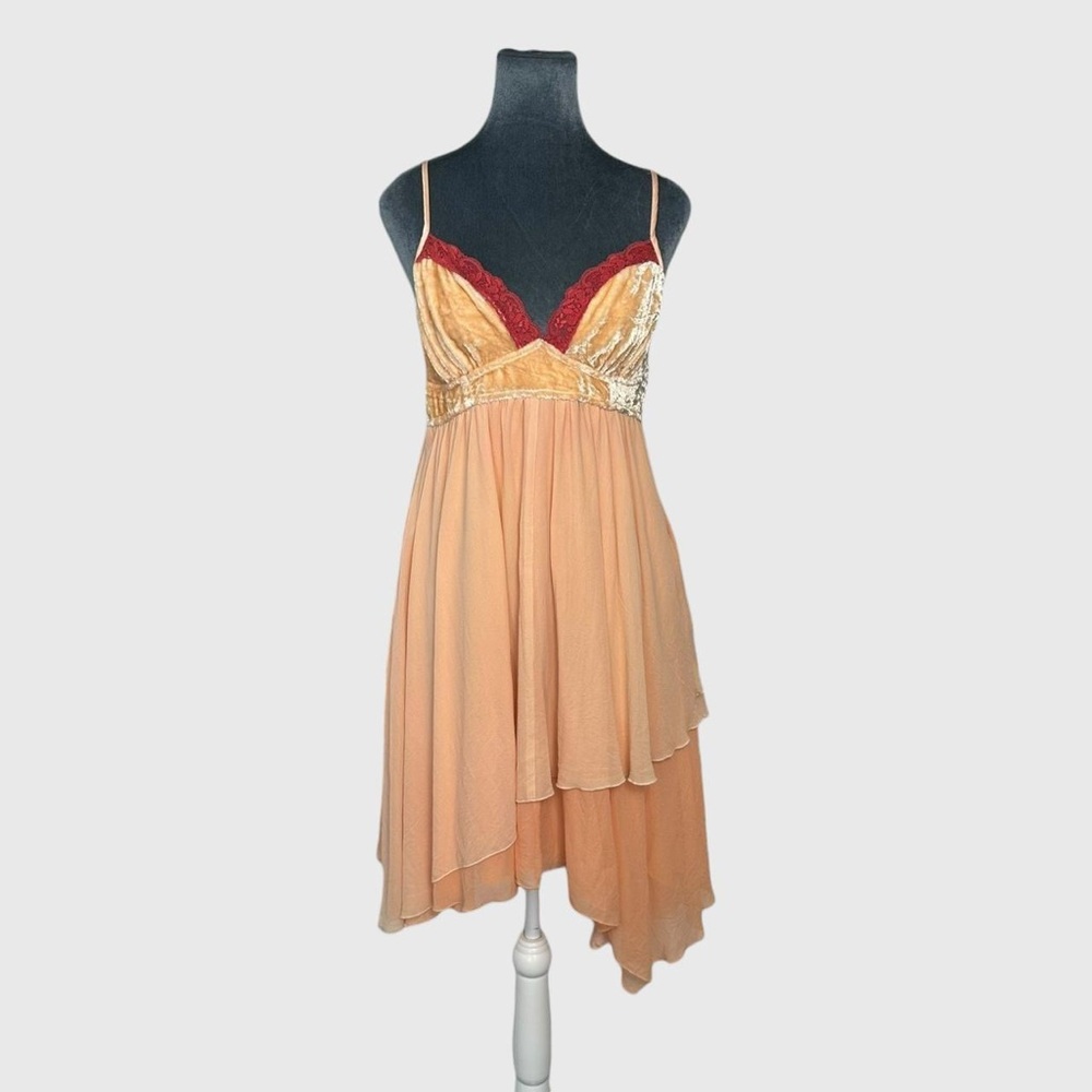 Bebe Y2K silk velvet asymmetrical chiffon fairycore babydoll party dress M